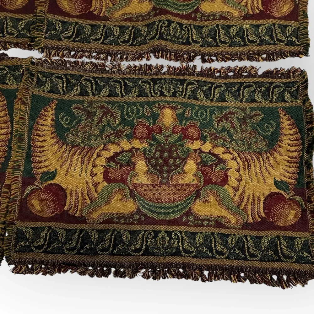 Elegant tapestry‎ Thanksgiving cornucopia Dining Table Placemats Green gold red